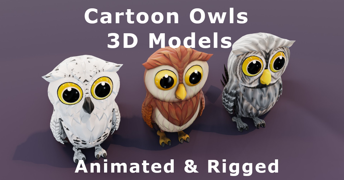 Animated Owl 3D Models – Stylized Cartoon Owls for Games & Animation ...
